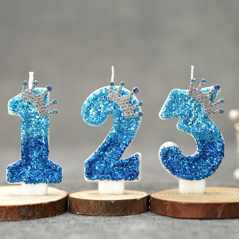 Candle For Supplies - Creative Peacock Blue Crown Digital Birthday